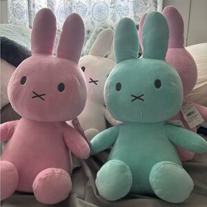 miffy Plush Bunny Duo in Pink & Teal Pastels